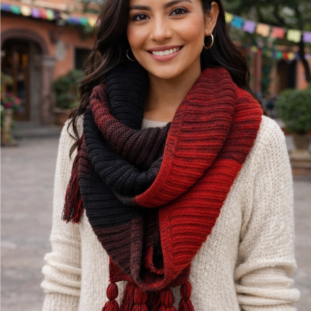 Calvin Klein Elegant Red and Black Scarf